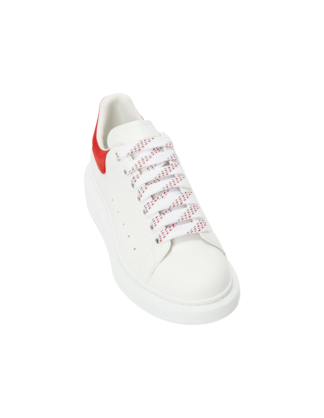 Alexander McQueen Heel Tab Wedge Sole Sneaker White & Lust Red