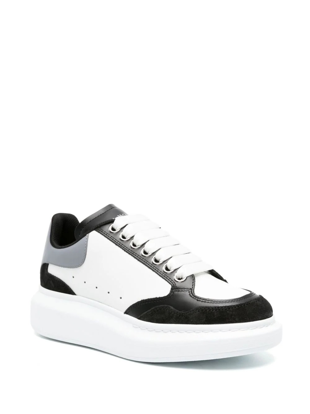 Alexander McQueen Oversize Sneakers In White Leather With Metallic Dark  Grey Spoiler