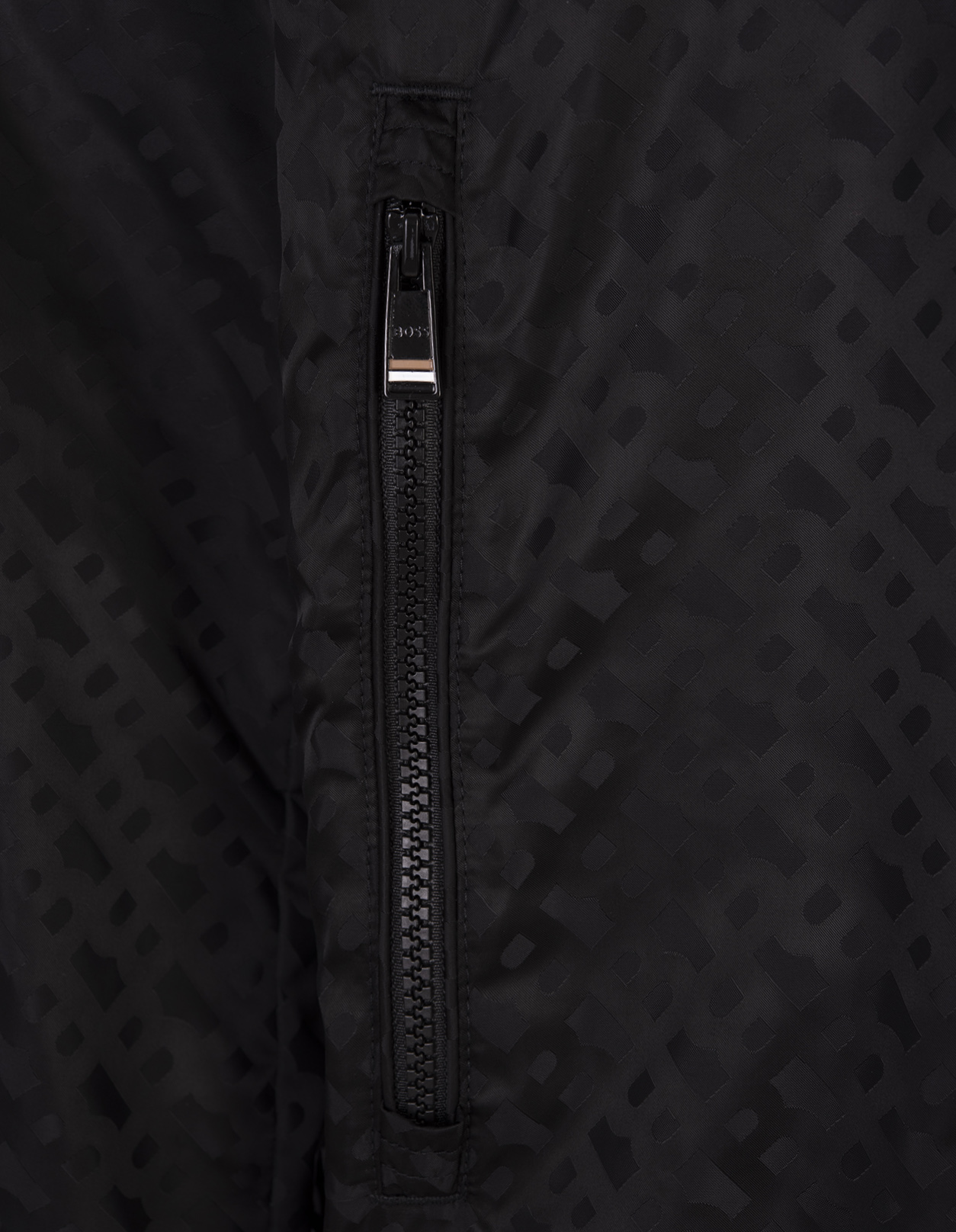 Hugo Boss Monogram-embossed Hooded Leather Jacket In Black