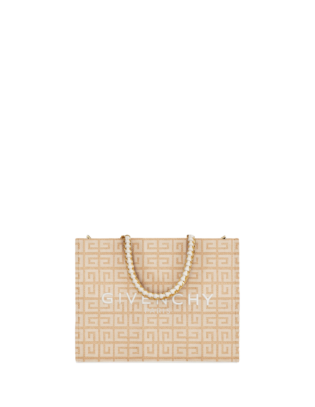 FENDI: raffia bag with all-over FF pattern - Beige