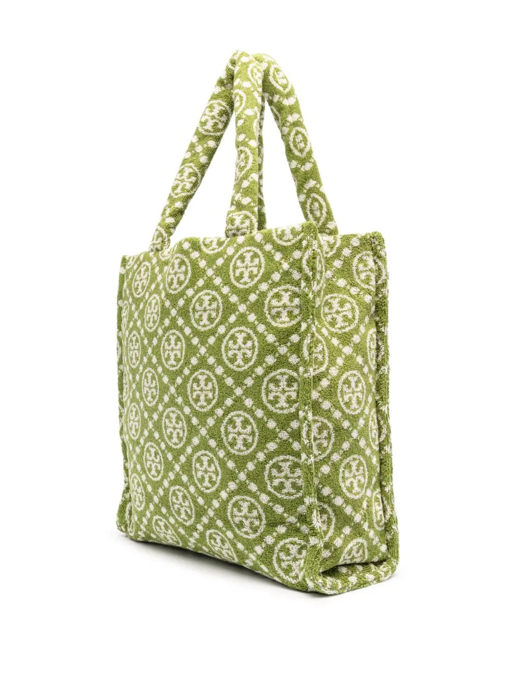 Tory Burch T Monogram terry-cloth tote bag, Green