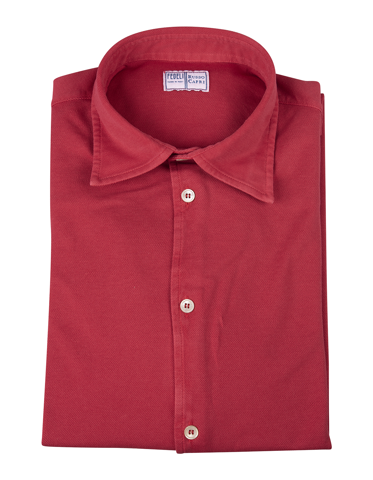 Man Shirt In Red Cotton Pique' - FEDELI - Russocapri