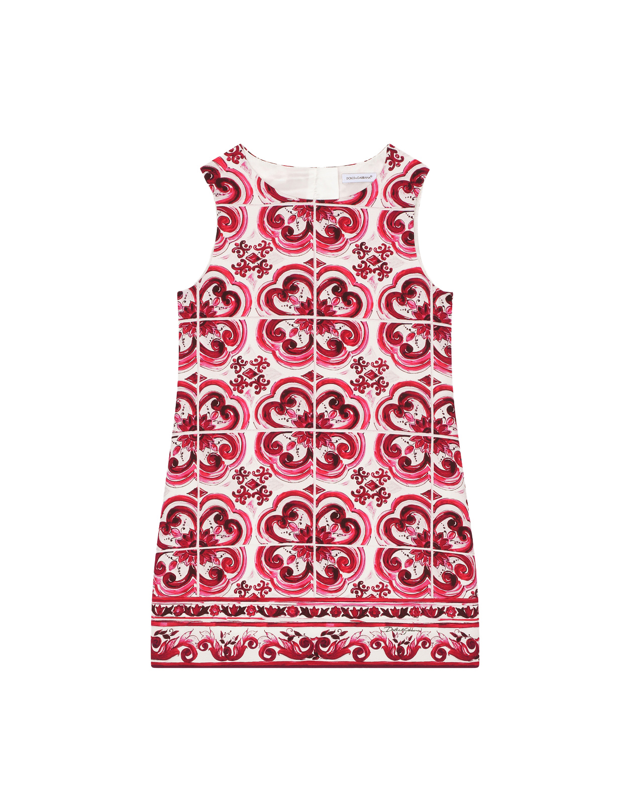 Short Dress In Cady With Fuchsia Majolica Print - DOLCE & GABBANA