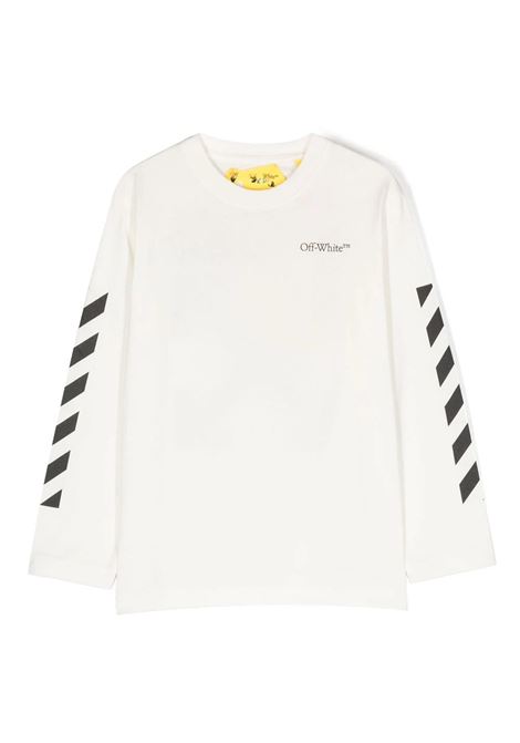 White T-Shirt With Arrow And Diagonals Pattern OFF-WHITE KIDS | OBAB001F23JER0010110