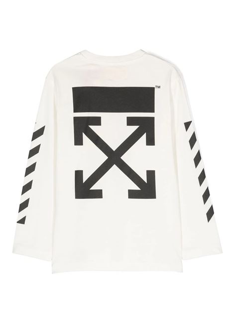 White T-Shirt With Arrow And Diagonals Pattern OFF-WHITE KIDS | OBAB001F23JER0010110
