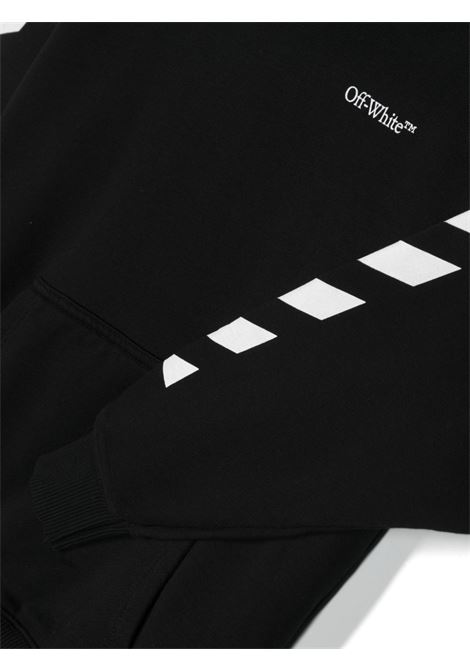 Black Slim Hoodie With Arrow Motif And Diagonal OFF-WHITE KIDS | OBBB001F23FLE0111001