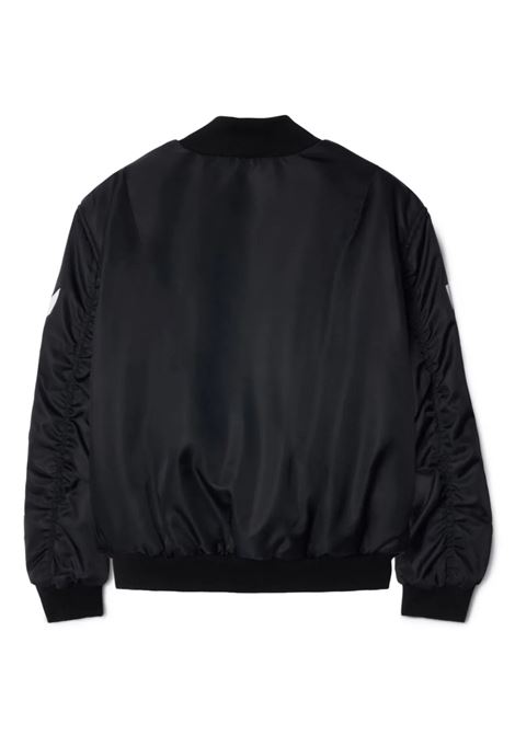 Black Nylon Bomber Jacket With Diagonals OFF-WHITE KIDS | OBEH002F23FAB0011001