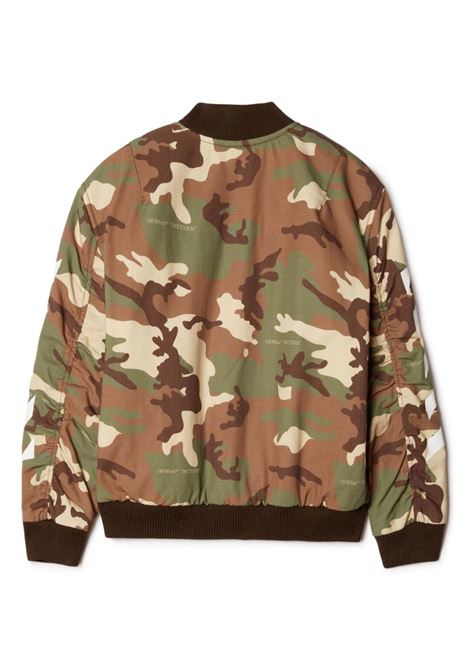 Camouflage Bomber Jacket With Logo And Diagonal OFF-WHITE KIDS | OBEH002F23FAB0025601