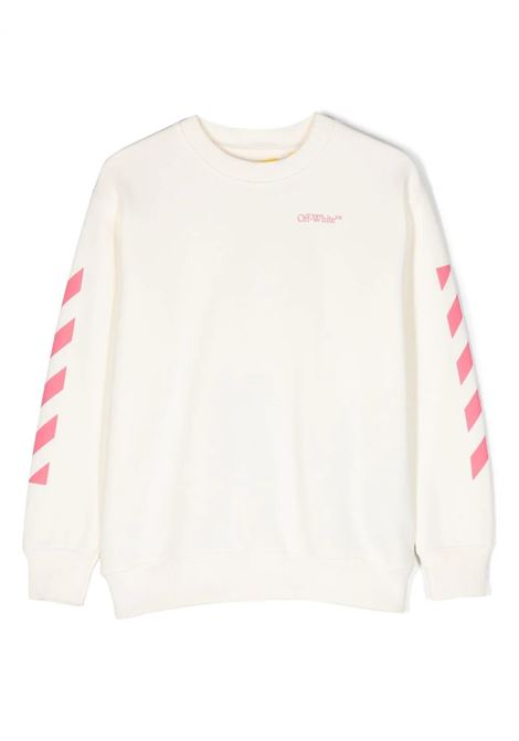 White Slim Sweatshirt With Arrow Motif And Diagonal OFF-WHITE KIDS | OGBA001F23FLE0010332