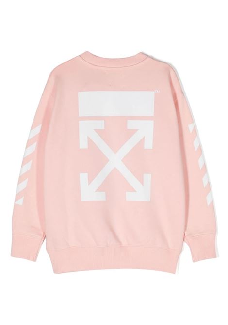 Light Pink Slim Sweatshirt With Arrow Motif And Diagonal OFF-WHITE KIDS | OGBA001F23FLE0013001
