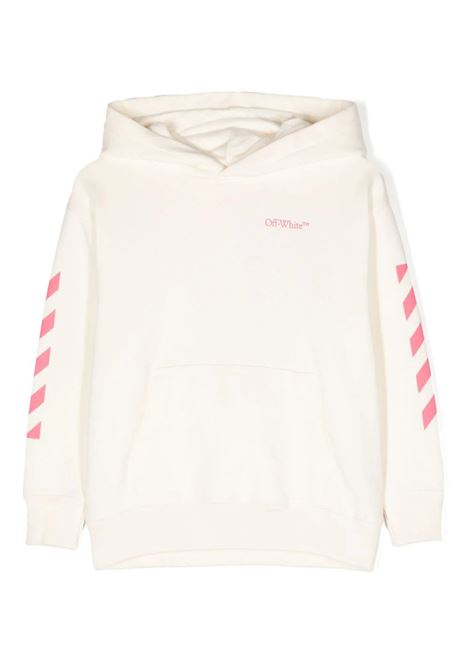 White Slim Hoodie With Arrow Motif And Diagonal OFF-WHITE KIDS | OGBB002F23FLE0010332