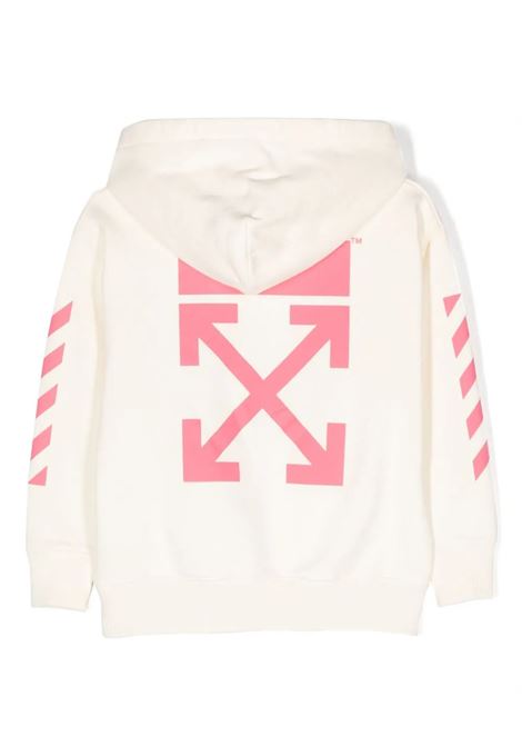 White Slim Hoodie With Arrow Motif And Diagonal OFF-WHITE KIDS | OGBB002F23FLE0010332