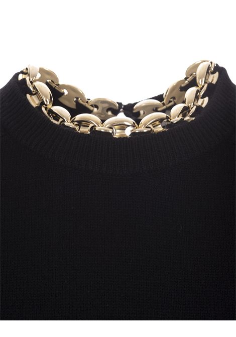 Black Long Dress With Chain On Neckline - PACO RABANNE - Russocapri