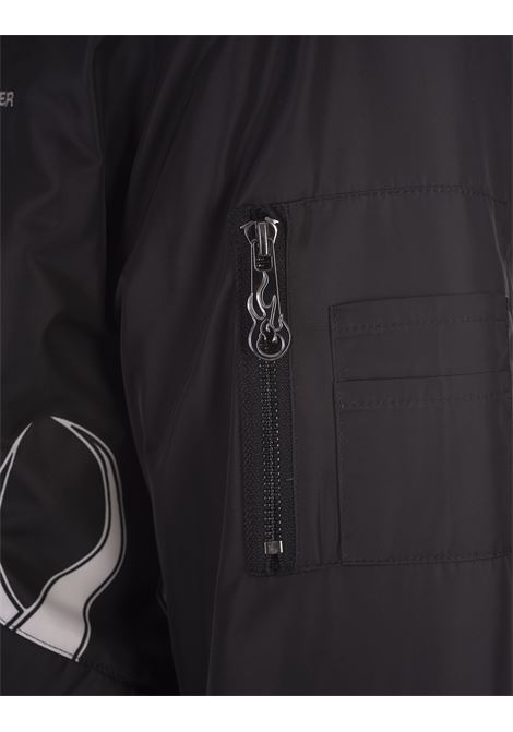 Black Padded Bomber Jacket With White Flames - VISION OF SUPER - Russocapri