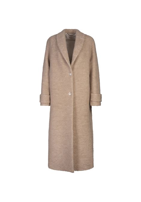 Beige Alpaca Blend Single-Breasted Long Coat AGNONA | TL0809-X-UZ016N19