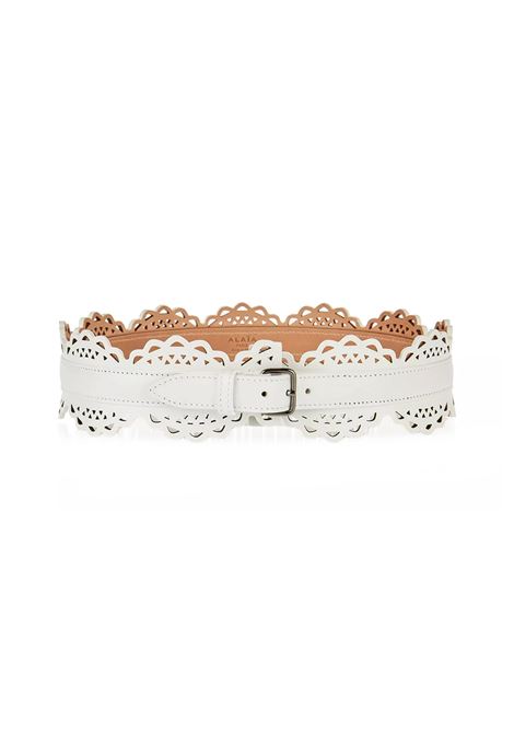 White Perforated Leather Belt ALAIA | AA1C271MC0A29010