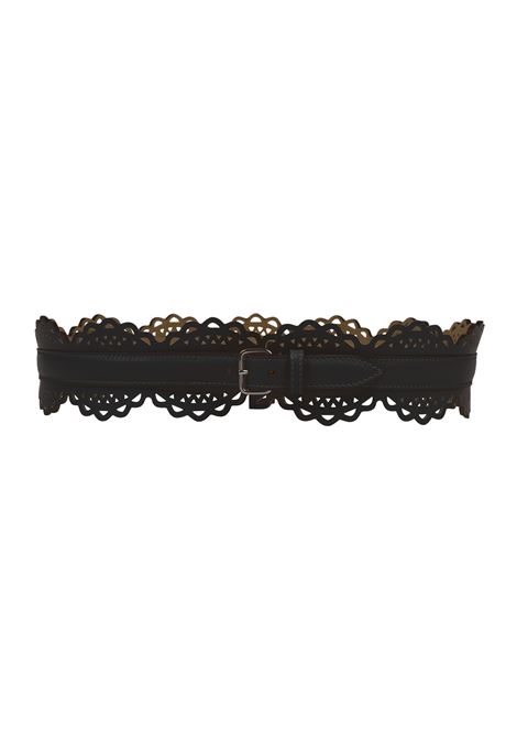 Black Perforated Leather Belt ALAIA | AA1C271MC0A29999