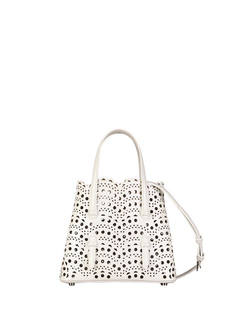 Mina 20 Tote Bag in White Vienne Calf ALAIA | AA1S06720C0A44010