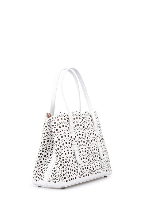 Mina 25 Tote Bag In White Wave Vienne Leather ALAIA | AA1S06725C0A44010