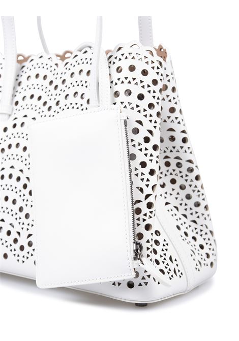 Mina 25 Tote Bag In White Wave Vienne Leather ALAIA | AA1S06725C0A44010