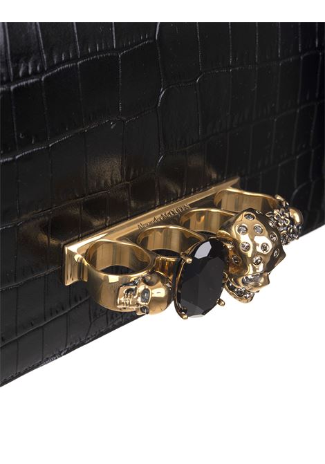 Black And Gold Jewelled Satchel Bag ALEXANDER MCQUEEN | 554128-1HB0T1001