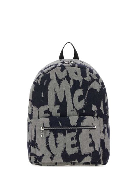 Zaino In Denim McQueen Graffiti Indaco ALEXANDER MCQUEEN | 646457-1AAS24097