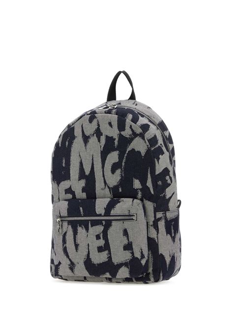 Zaino In Denim McQueen Graffiti Indaco ALEXANDER MCQUEEN | 646457-1AAS24097