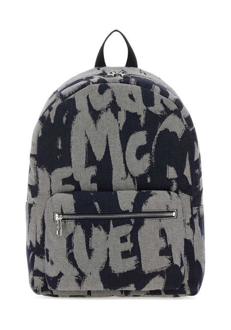 Zaino In Denim McQueen Graffiti Indaco ALEXANDER MCQUEEN | 646457-1AAS24097