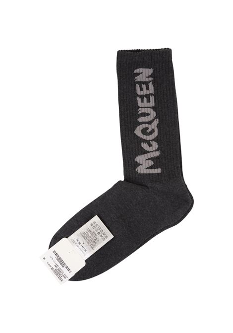 McQueen Graffiti Socks In Charcoal Grey ALEXANDER MCQUEEN | 660273-4D33Q1062