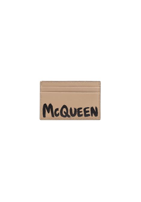 Beige and Black McQueen Graffiti Card Holder ALEXANDER MCQUEEN | 736230-1AATG2601