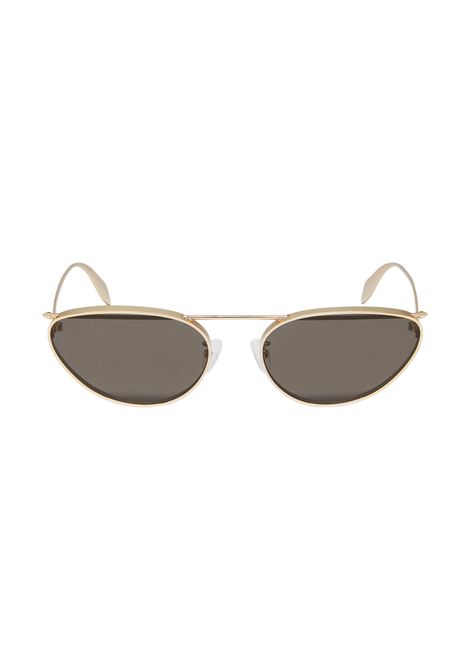 Front Piercing Cat-Eye Sunglasses in Light Gold/Smoke ALEXANDER MCQUEEN | 769169-I33308672