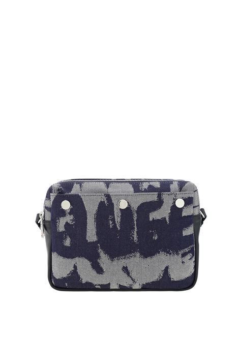 Indigo Graffiti McQueen Denim Shoulder Bag ALEXANDER MCQUEEN | 791772-1AAS24097