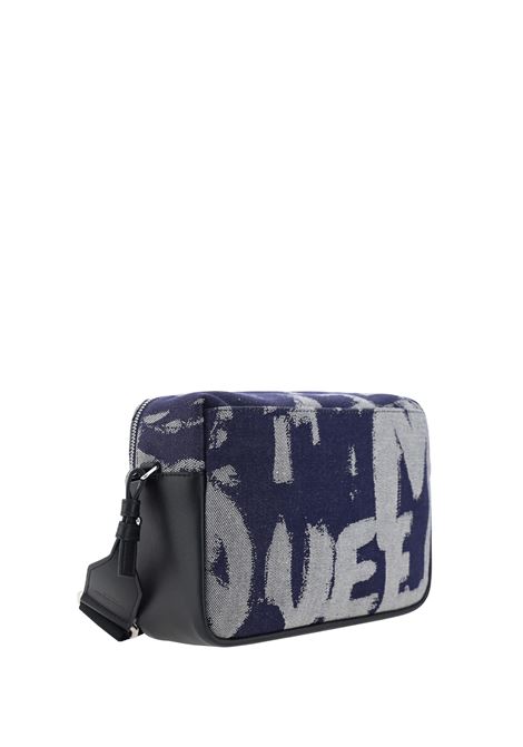 Indigo Graffiti McQueen Denim Shoulder Bag ALEXANDER MCQUEEN | 791772-1AAS24097