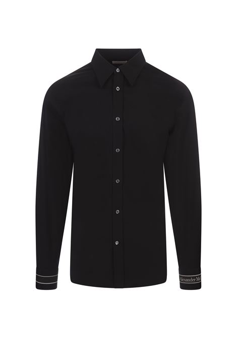 ALEXANDER MCQUEEN Camicia Nera Con Nastro Logo Sui Polsi - ALEXANDER MCQUEEN