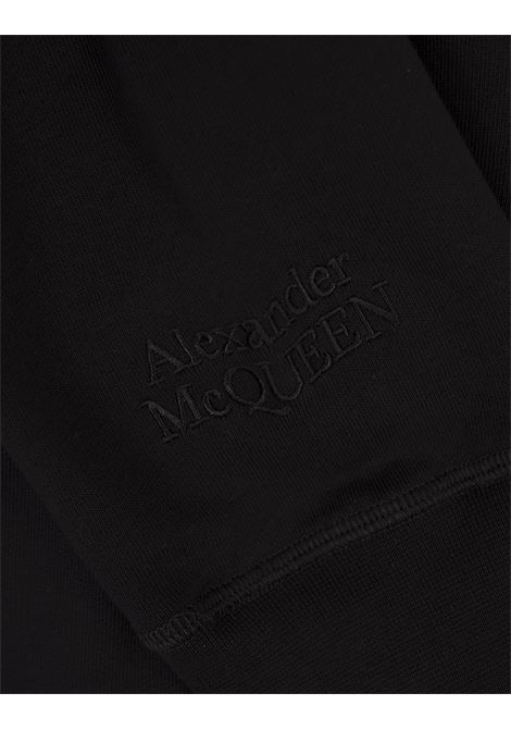 Felpa Zip-Up Nera Con Cuciture a Contrasto ALEXANDER MCQUEEN | 794453-QXAAC1000