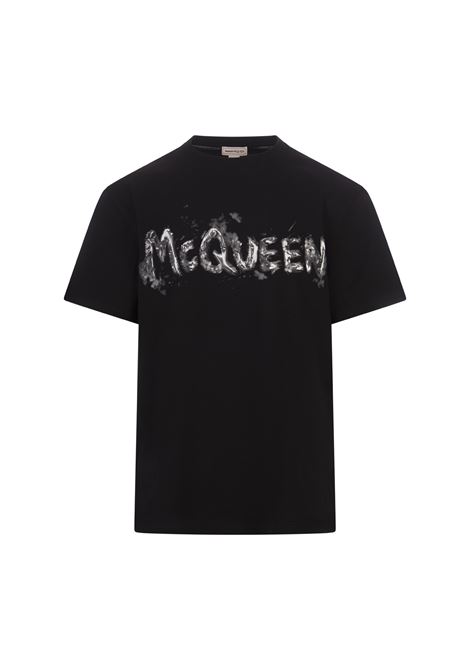 T-Shirt McQueen Graffiti In Nero/Grigio ALEXANDER MCQUEEN | 794578-QTABO0528