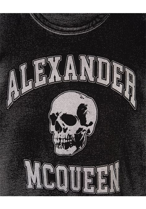 T-Shirt Nera Con Stampa Skull e Logo ALEXANDER MCQUEEN | 794604-QTABP0527