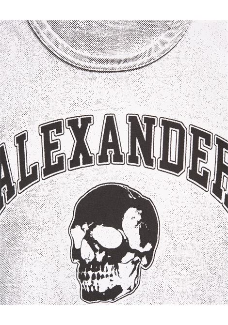 White T-Shirt With Skull Print and Logo ALEXANDER MCQUEEN | 794604-QTABP0909