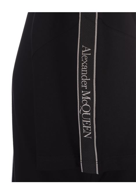 Black T-Shirt With Logo Tape On Sleeves ALEXANDER MCQUEEN | 794636-QXAAN0548