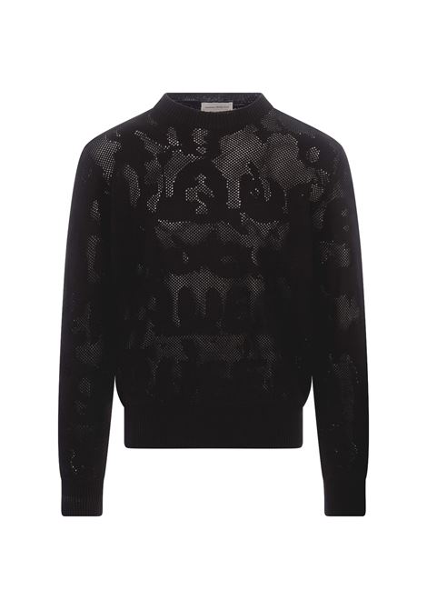 Maglione Traforato Nero Con Motivo McQueen Graffiti ALEXANDER MCQUEEN | 795934-Q1A991000