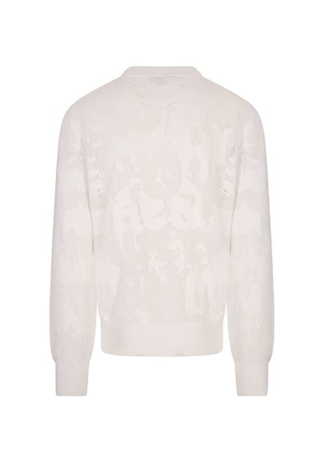 White Perforated Sweater With McQueen Graffiti Motif ALEXANDER MCQUEEN | 795934-Q1A999004