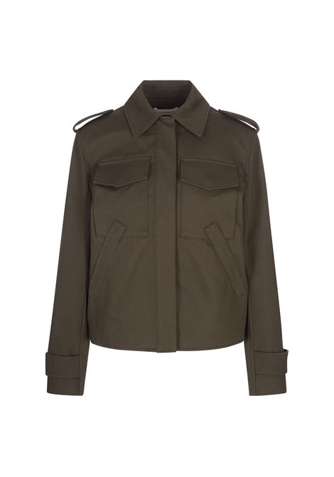 Boxy Short Jacket With Blouse Sleeves in Khaki ALEXANDER MCQUEEN | 796105-QFAAX3009