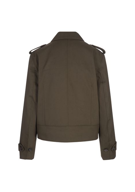 Boxy Short Jacket With Blouse Sleeves in Khaki ALEXANDER MCQUEEN | 796105-QFAAX3009