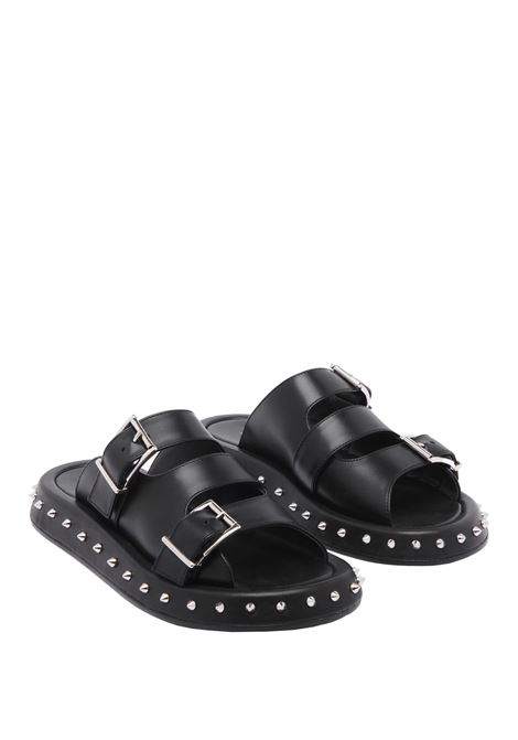 Low Sandals With Buckle In Black/Silver ALEXANDER MCQUEEN | 797567-WIG421081
