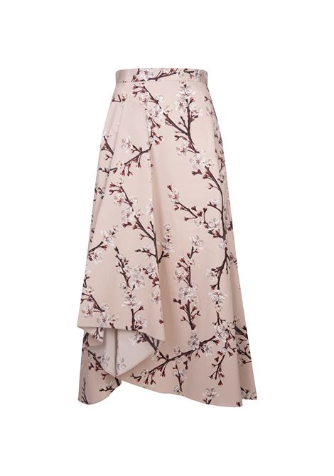 Asymmetrical Floral Midi Skirt in Pink ALEXANDER MCQUEEN | 797723-QCALC5072