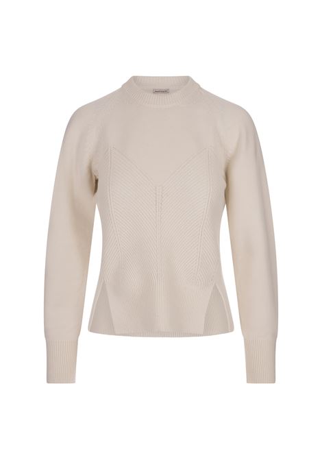 Cream-White Sweater With Ribbed Detail ALEXANDER MCQUEEN | 798349-Q1BAP9004