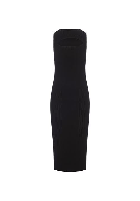 Black Knitted Midi Dress With Cut Out ALEXANDER MCQUEEN | 798352-Q1BAQ1000