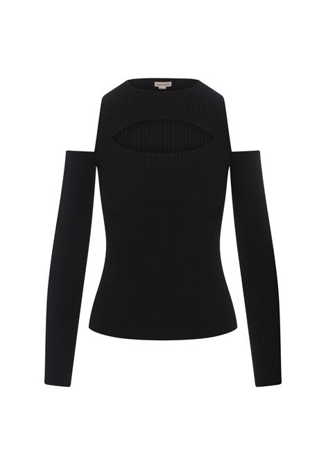 Black Knitted Top With Cut-Outs ALEXANDER MCQUEEN | 798357-Q1BAQ1000