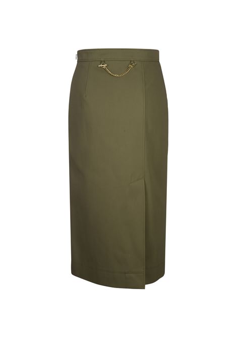 Gonna Midi In Gabardine Verde Oliva ALEXANDER MCQUEEN | 801752-QFAAN3003