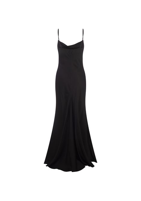 Black Evening Dress With Draped Neckline ALEXANDER MCQUEEN | 803248-QBABW1000
